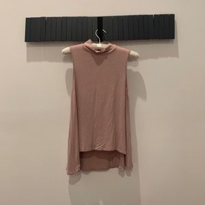 320. Heart & Hips Flowy Turtleneck Pink Champagne Tank Top